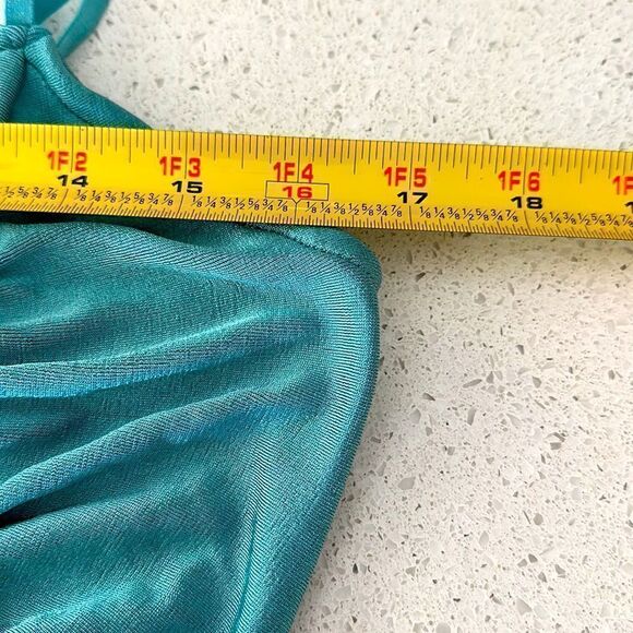 NWOT Free People Bodysuit Teal Loose Fit Ruched Tank S Stretchable Retro Thong - Picture 10 of 12